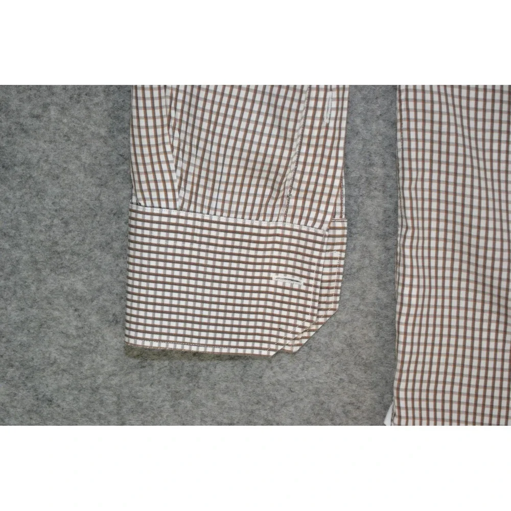 Ermenegildo Zegna‎ Shirt Mens 16 41 Brown Check Long Sleeve Button Front
